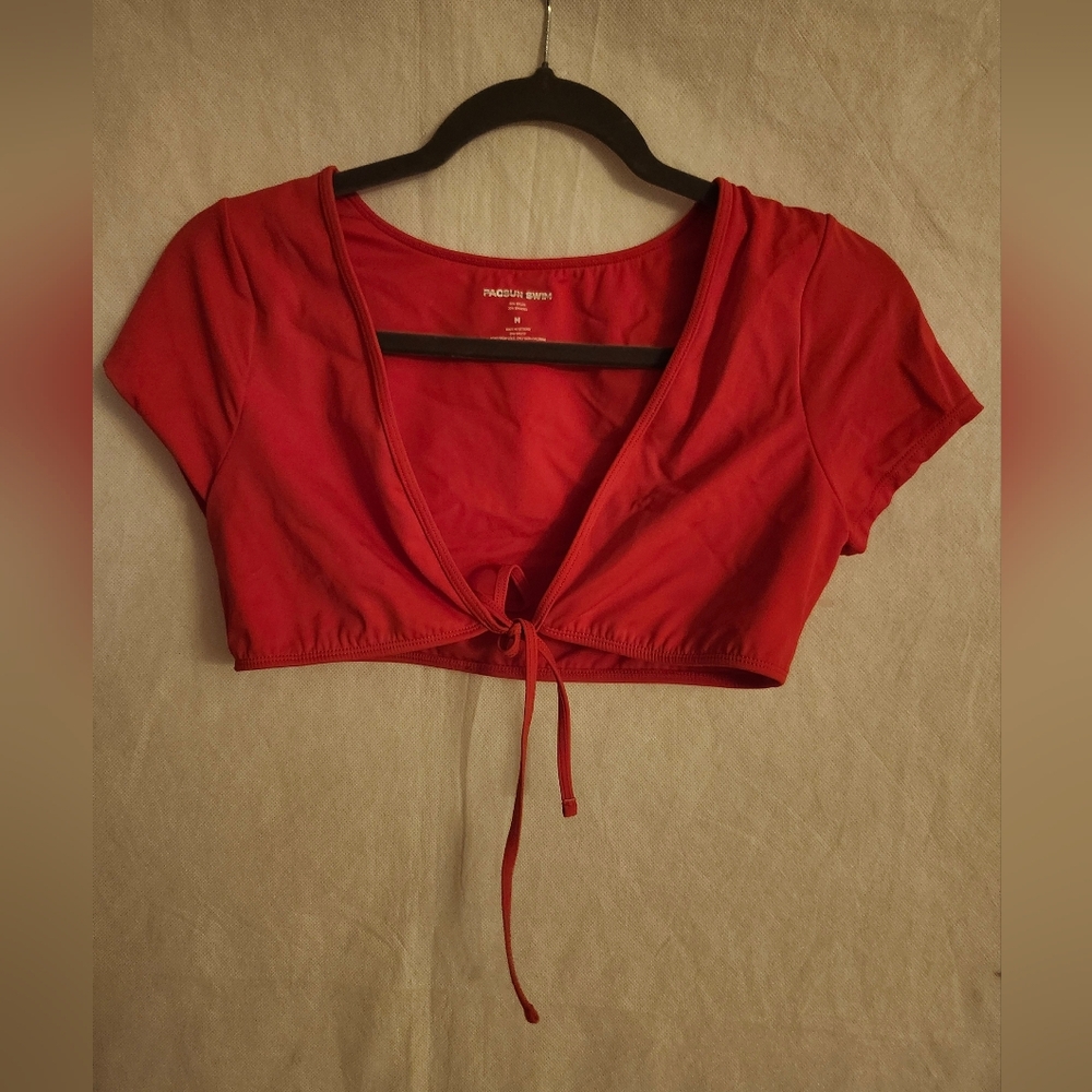 Pacsun SwimTie-Front Short Sleeve Crop Top Size M NWOT